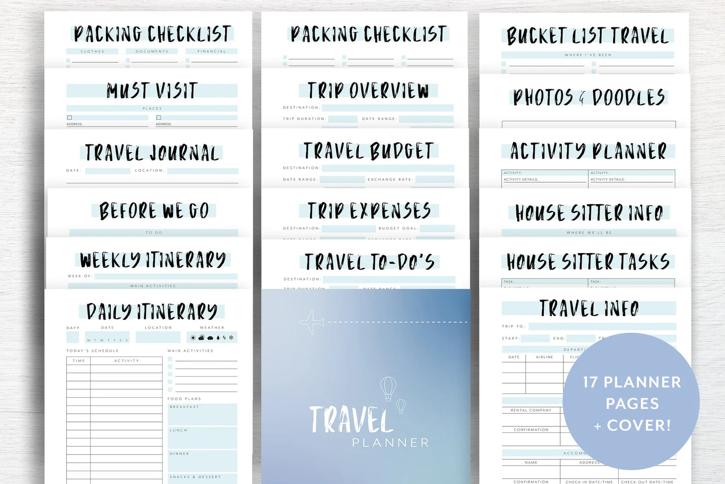 Printable Travel Planner – 18-Page Digital Bundle