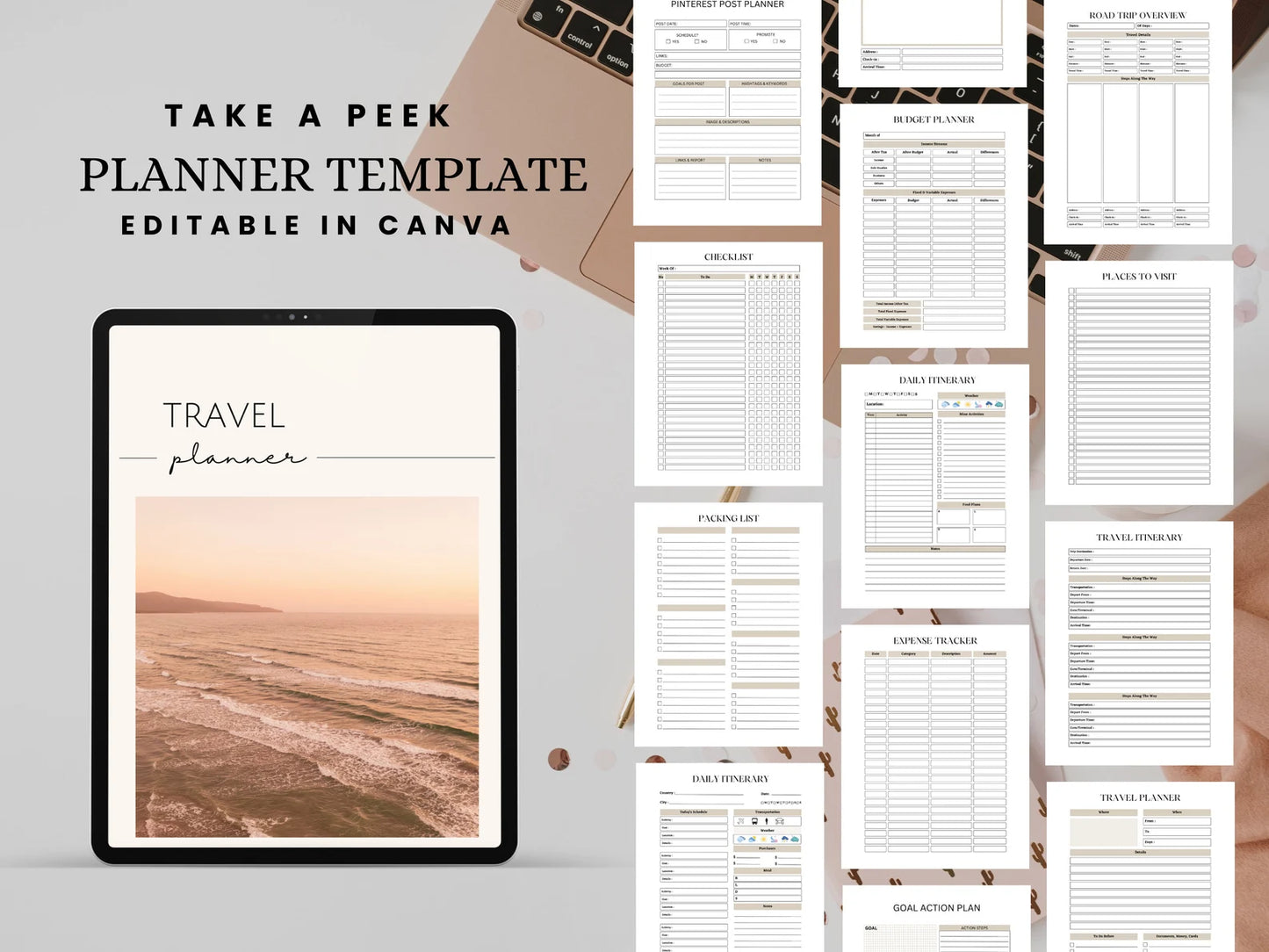 Travel Planner Printable – Canva Editable